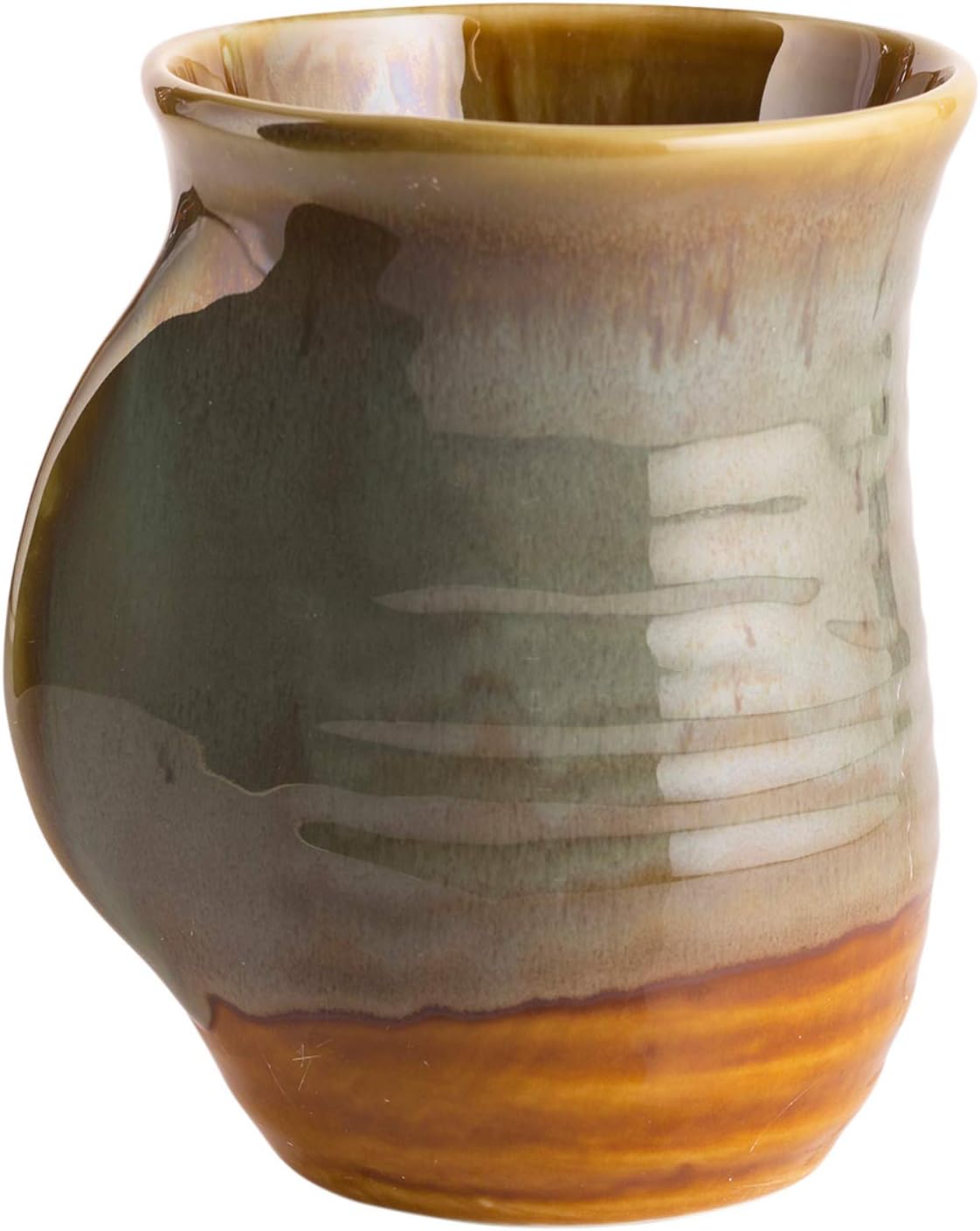 GUTE Hand Warmer Mug, Handmade Pottery Ceramic Hand Painted - Contoured Pocket Holds Warmth From The Heat Of Your Drink To Keep Your Fingers Warm, Comfy Handwarmer (Right hand)