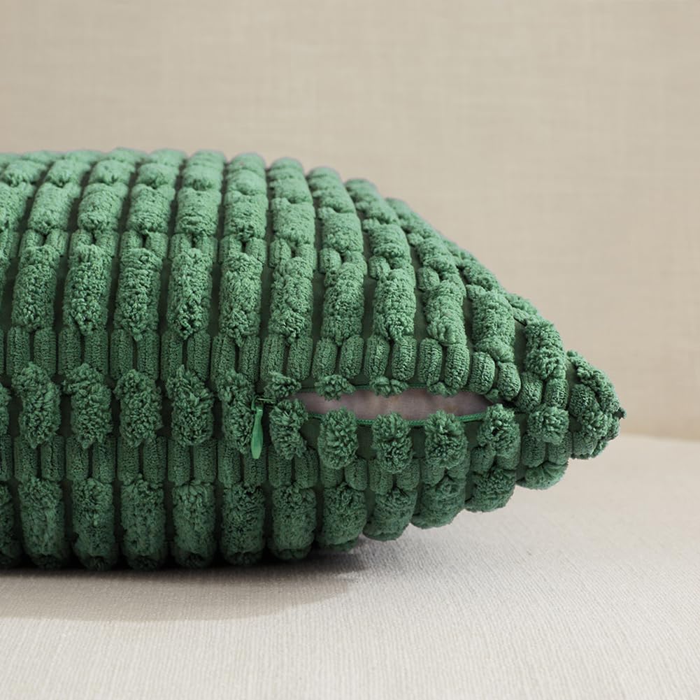 Fancy Homi 4 Packs Green Decorative Throw Pillow Covers 20x20 Inch for Living Room Couch Bed Sofa, Holiday Christmas Home Decor Gift, Soft Plush Corduroy Square Cute Accent Cushion Case 50x50 cm