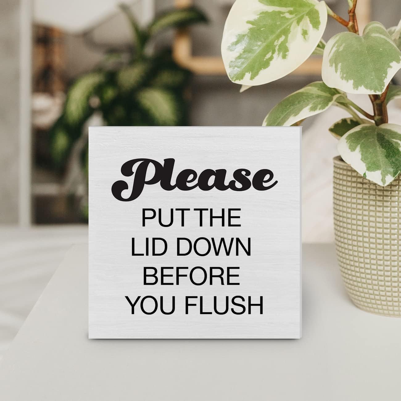 Country Humor Bathroom Wood Box Sign Decor Desk Sign Please Put the Lid Down Wooden Box Block Sign Home Guest Husband Bathroom Shelf Wall Decoration
