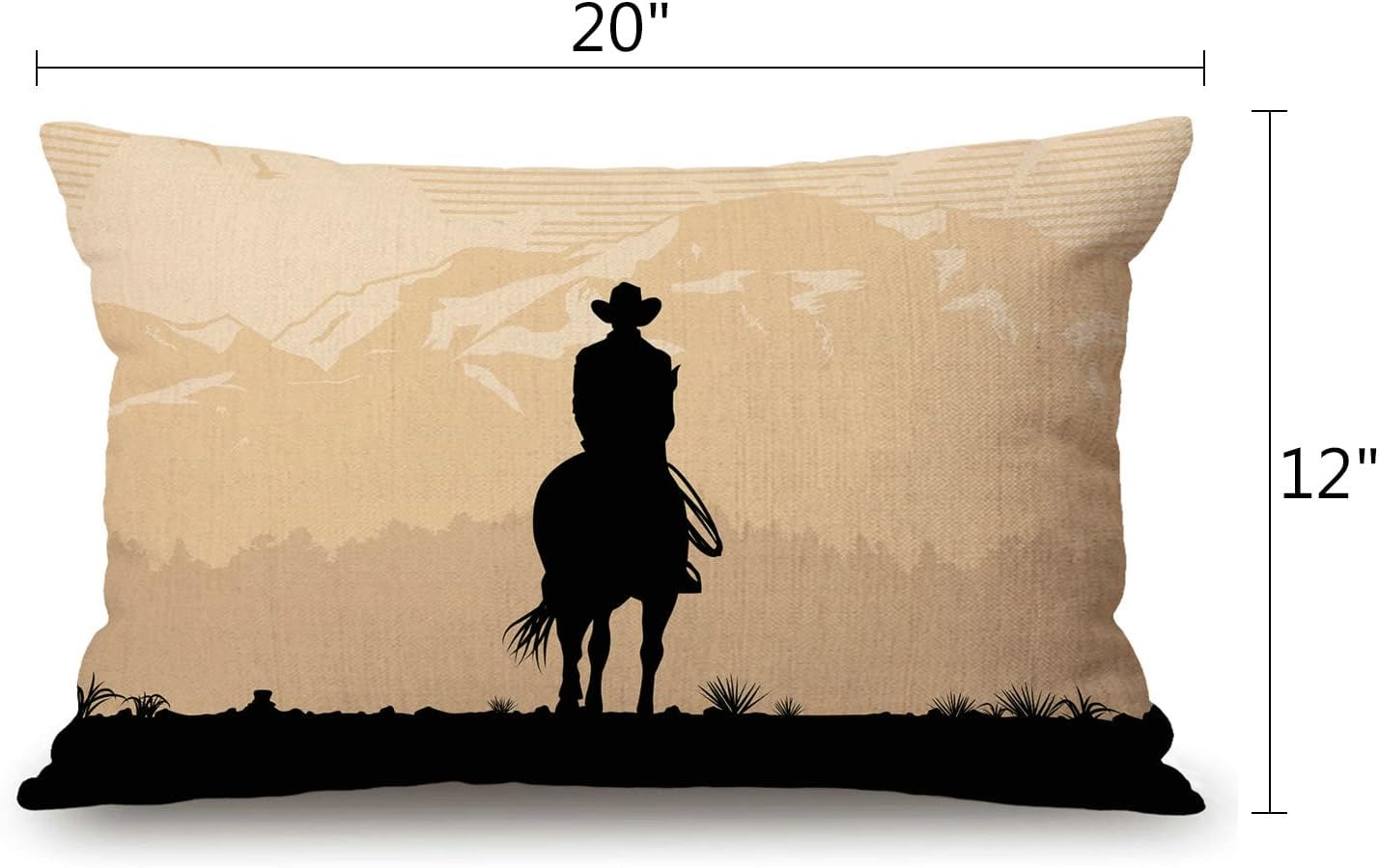 Cowboy Waist Lumbar Cotton Linen Throw Pillow case Cushion Cover for Sofa Home Decorative Oblong 12x20 Inches