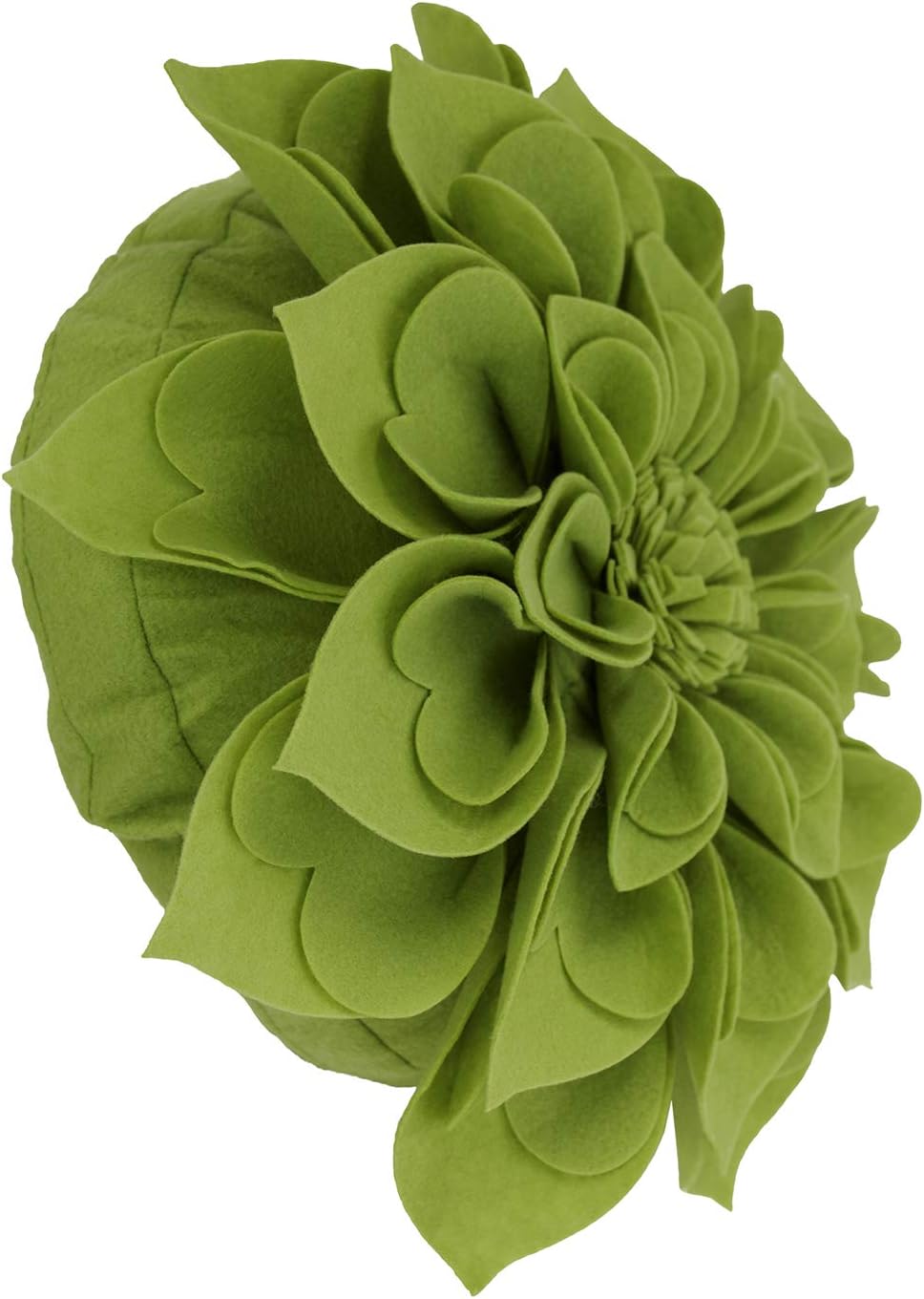 Fennco Styles Handmade 3D Heart-Shaped Petals Flower Decorative Throw Pillow Cover Only - 13" Round Floral Pillow Case for Couch, Home Décor and Holiday, Housewarming Gift (Kiwi)