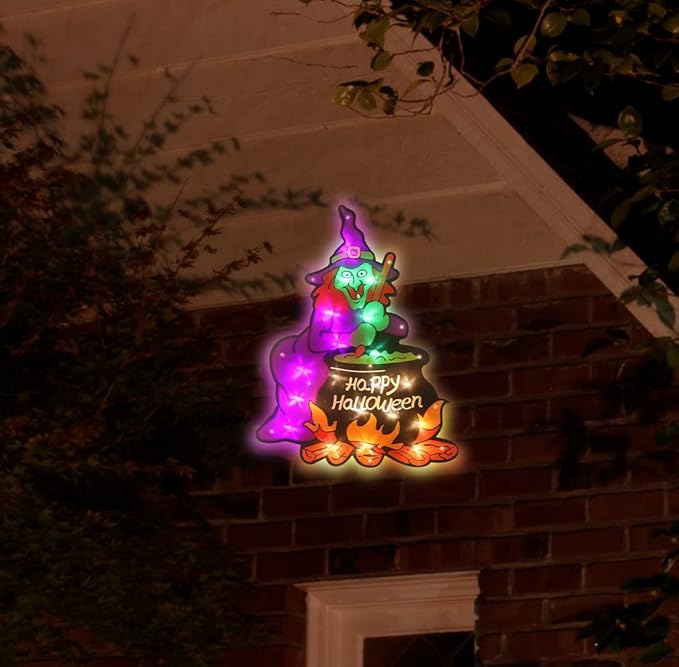 20LED Lighted Halloween Window Silhouette Decoration- Halloween Decoration (Witch)