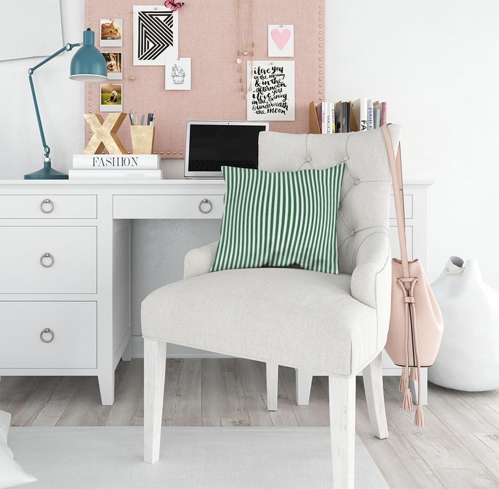 Green Stripes Pillow Covers 16X16 Inch Throw Pillow Covers for Home Couch Bedroom Living Room