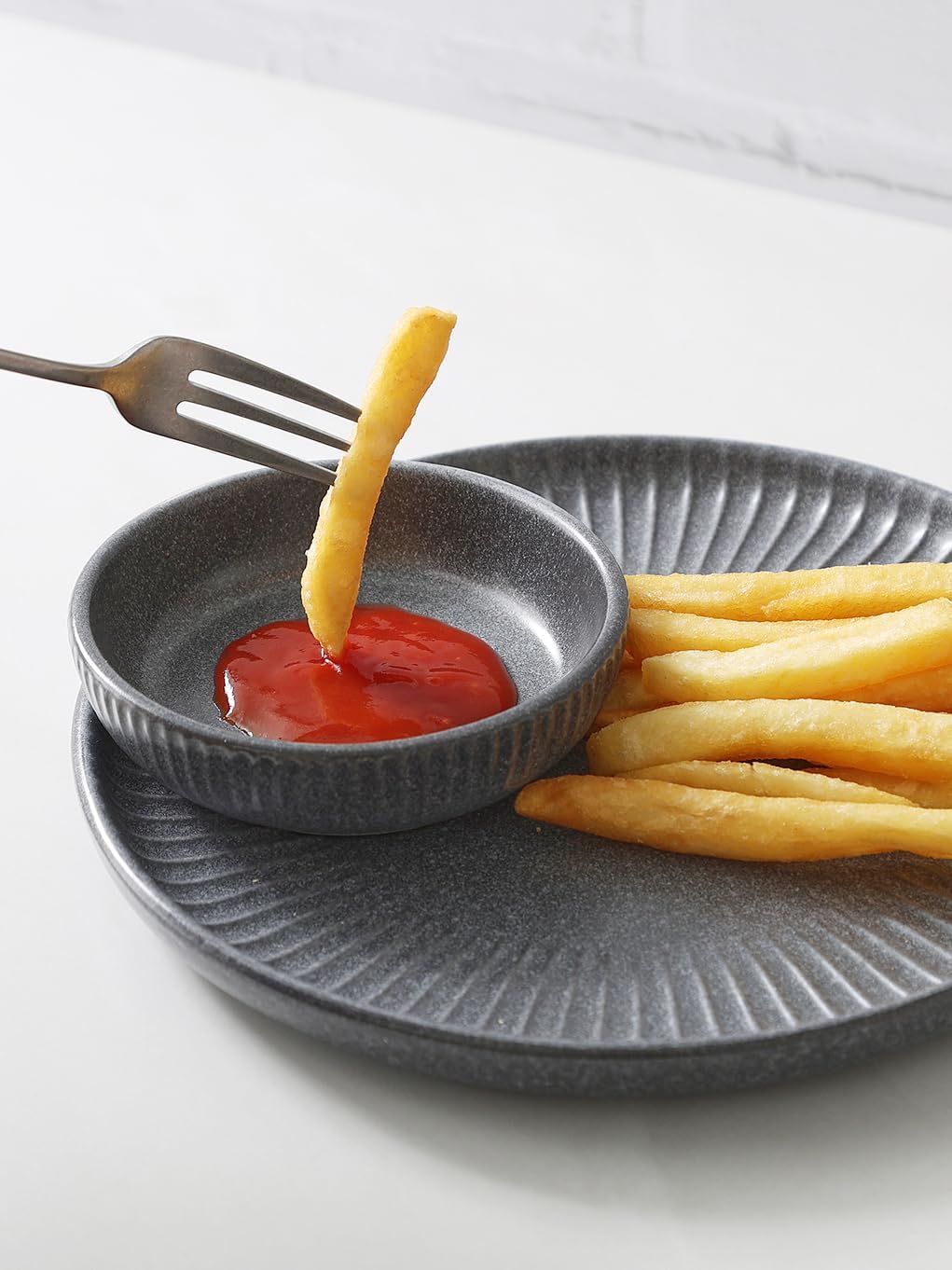 famiware Starlight Soy Sauce Dish Ceramic Dipping Bowls Set of 6, 3 oz Individual Dip Sauce Cups/Bowls/Dishes/Plates, Small Serving Bowl for Side Dishes, Dessert, Condiment, Matte Midnight Grey