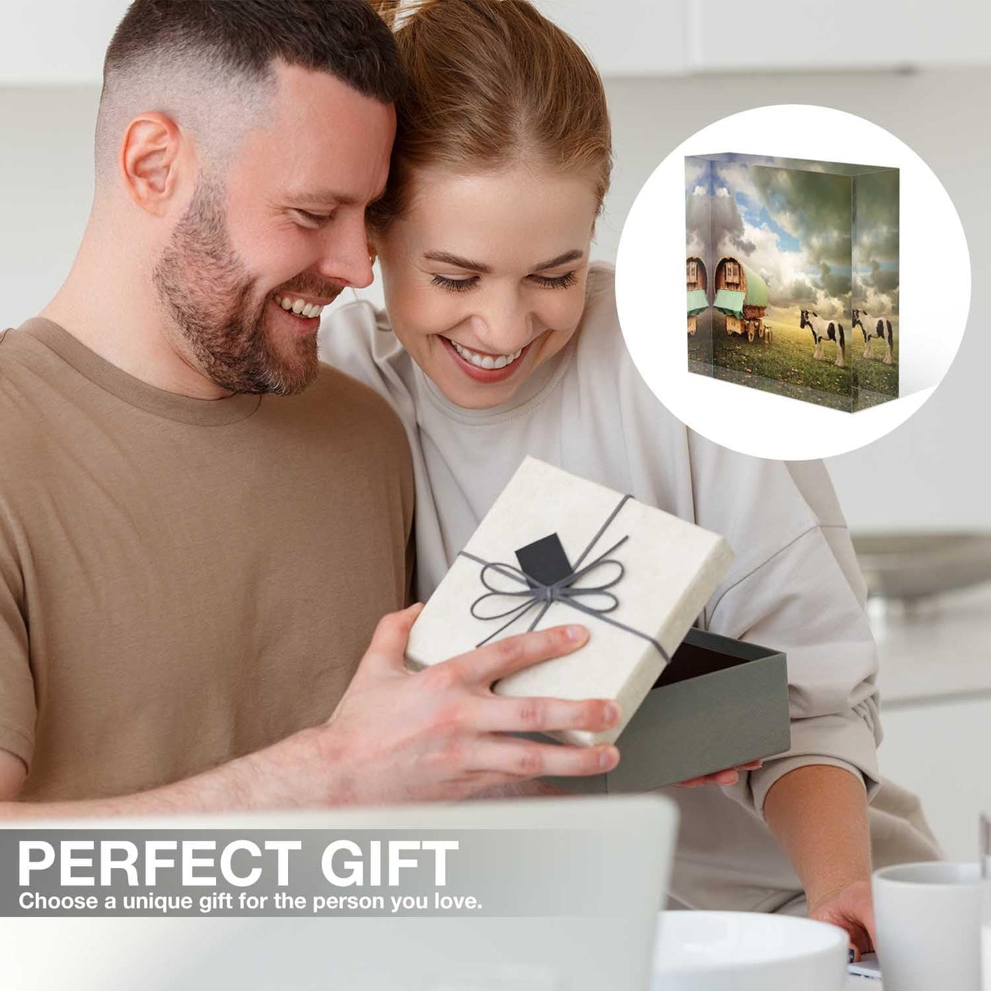 Desk Ornaments Old Caravan, Trailer, Wagon With A Horse Acrylic Desk Decor 4x4 Tabletop Wall Sign - Appreciation Presents for Coworkers - Presents for the Friends - Housewarming Presents