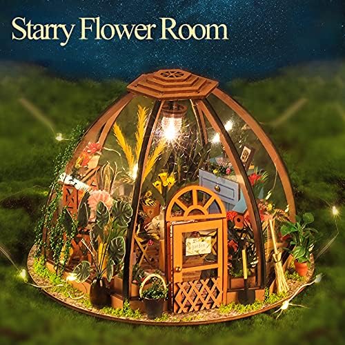 GuDoQi DIY Miniature Dollhouse Kit, Tiny 1:24 Scale House with Furniture, Great Handmade Craft Gift for Birthdays and Christmas Day, Green Flower Shop