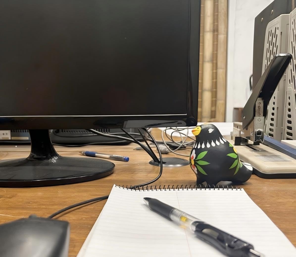 Decorative Clay Bird Figurines Hand-Painted Folk Art Design Collectible Smal Figurines Holiday Birthday Couples Friend Unique Gift Idea Decorative Home Art Table Bring Good Luck (Black)