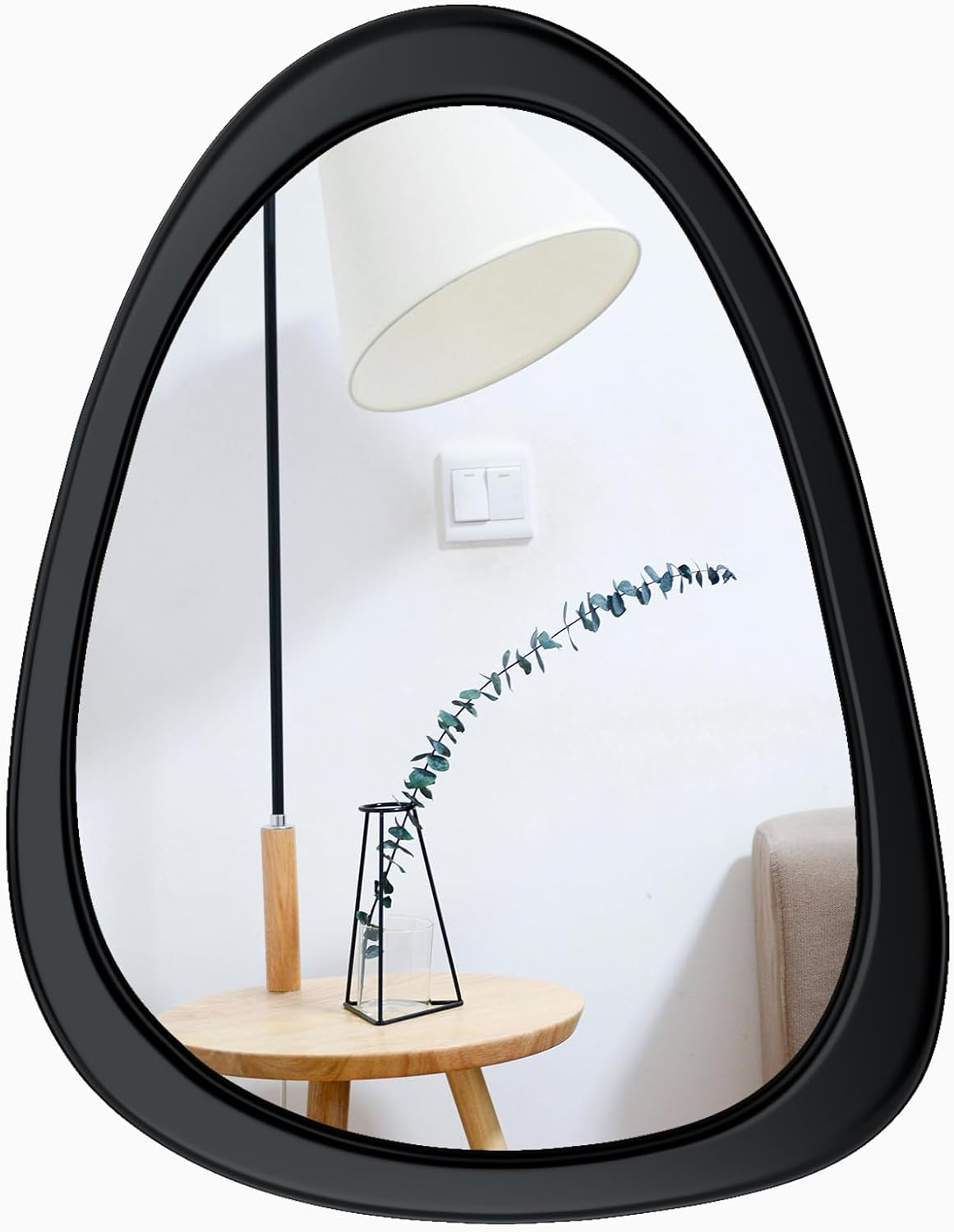 COOL2DAY Irregular Mirror,Asymmetrical Wood Wall Frame Abstract Assymetrical Decorative Mirror,Black Odd Shaped Mid Century Mirrors for Living Room Bedroom Entryway Bathroom Home Decor