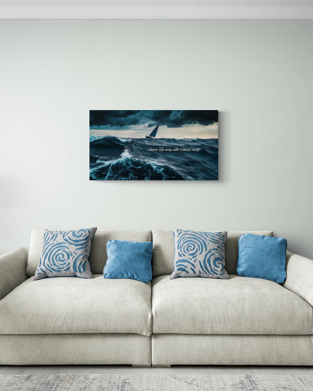 GoForArt Ocean Motivational Canvas Wall Art, Inspirational Sea Famous Quote Bedroom Living Room Decor, Positive Modern Landscape Mountain Office Dorm Room Poster Print (Skilled Sailor01, 12.00''x22.00'')