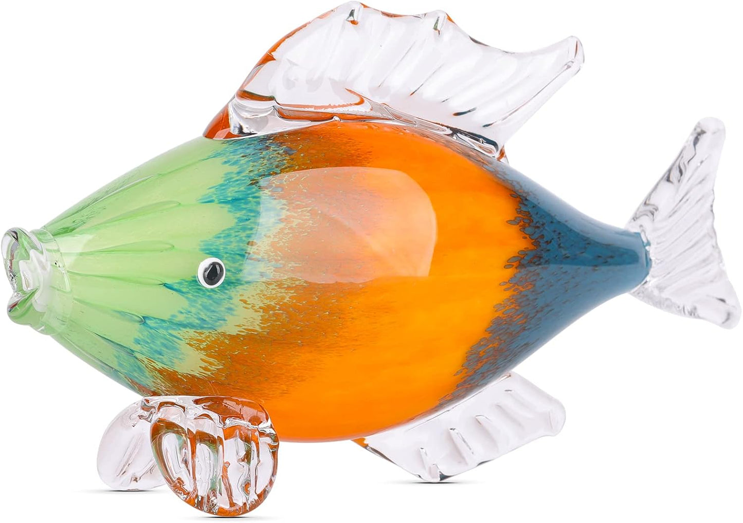 LCCCK Large Glass Fish Statue, Hand Blown Glass Sea Life Figurines, Coastal Decor for Home,Tropical Fish Ornaments Collectible Figurines, Coffee Table, Shelf, Office, Bathroom Decoration Nautical Art