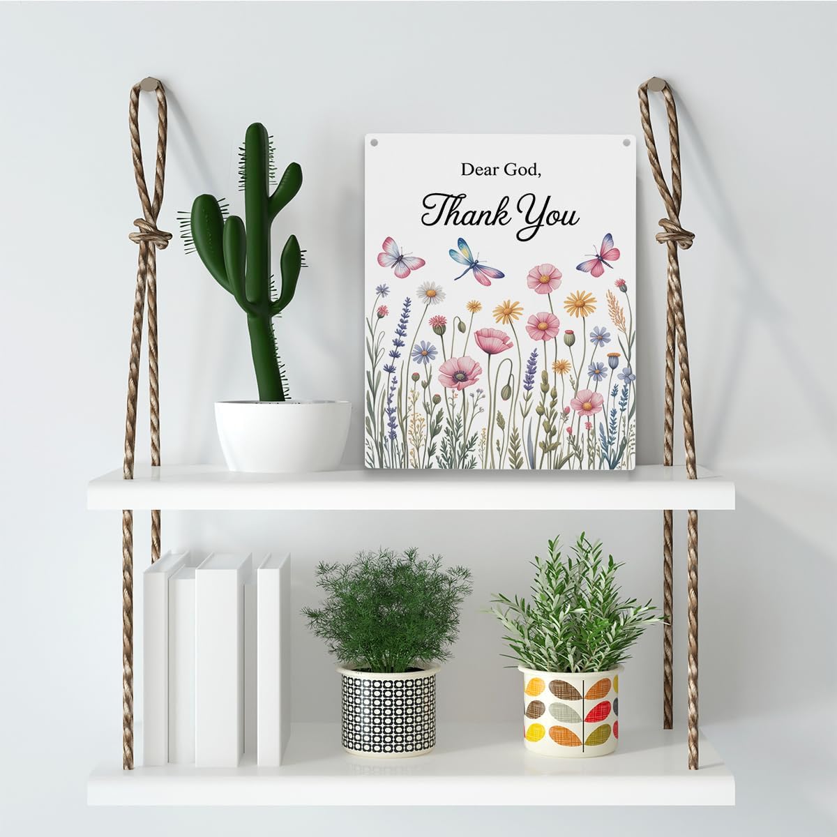 Dear God, Thank You Decor sign, Bible Verses Christian Prayer Room Wall Art Wooden Hanging Plaque 10 x 8 Inch, for Office Bedroom Living Room Home Decor Gifts