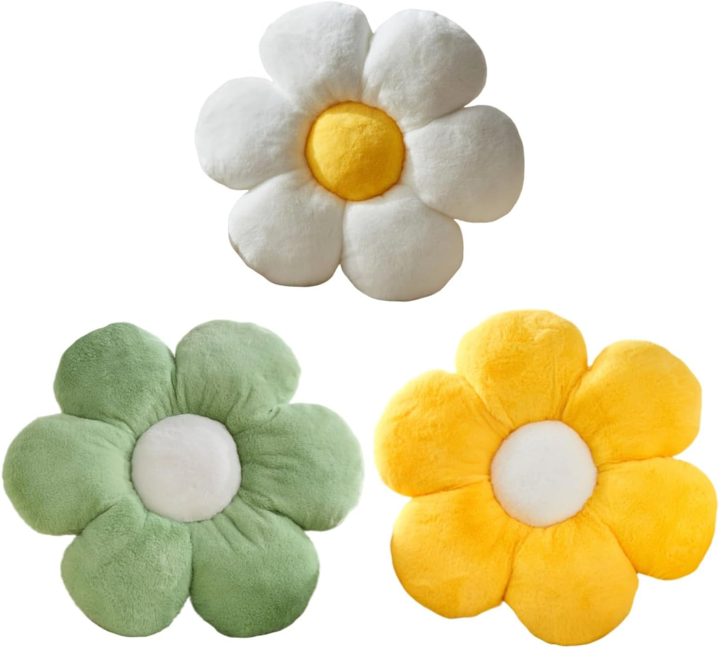 Daisy Flower Pillow 15.7In - Cute Shaped Decorative Cushion for Home Decor, Sofa, Couch, Bed, Reading Tent - Plush Throw Pillow