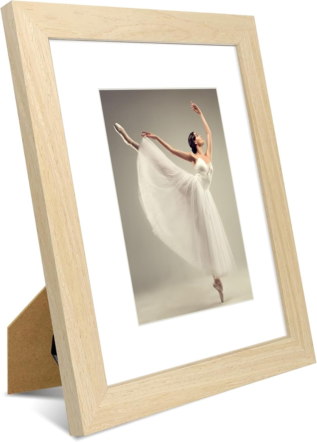 iRahmen 8x10 Picture Frame Set of 2, Wood Photo Frame with HD Real Glass, Display Pictures 5x7 with Mat or 8 x 10 without Mat for Tabletop or Wall Mounting