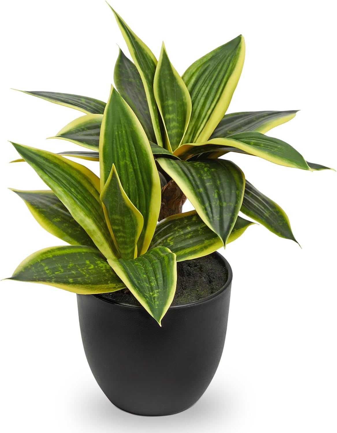DILATATA Fake Snake Plant 11 Inch Small Potted Good Luck Plant Artificial Snake Plants Faux Mother in Law Tongue Sansevieria Plant - 20 Leaves Fake Laurentii for Indoor Outdoor Home Office Decor