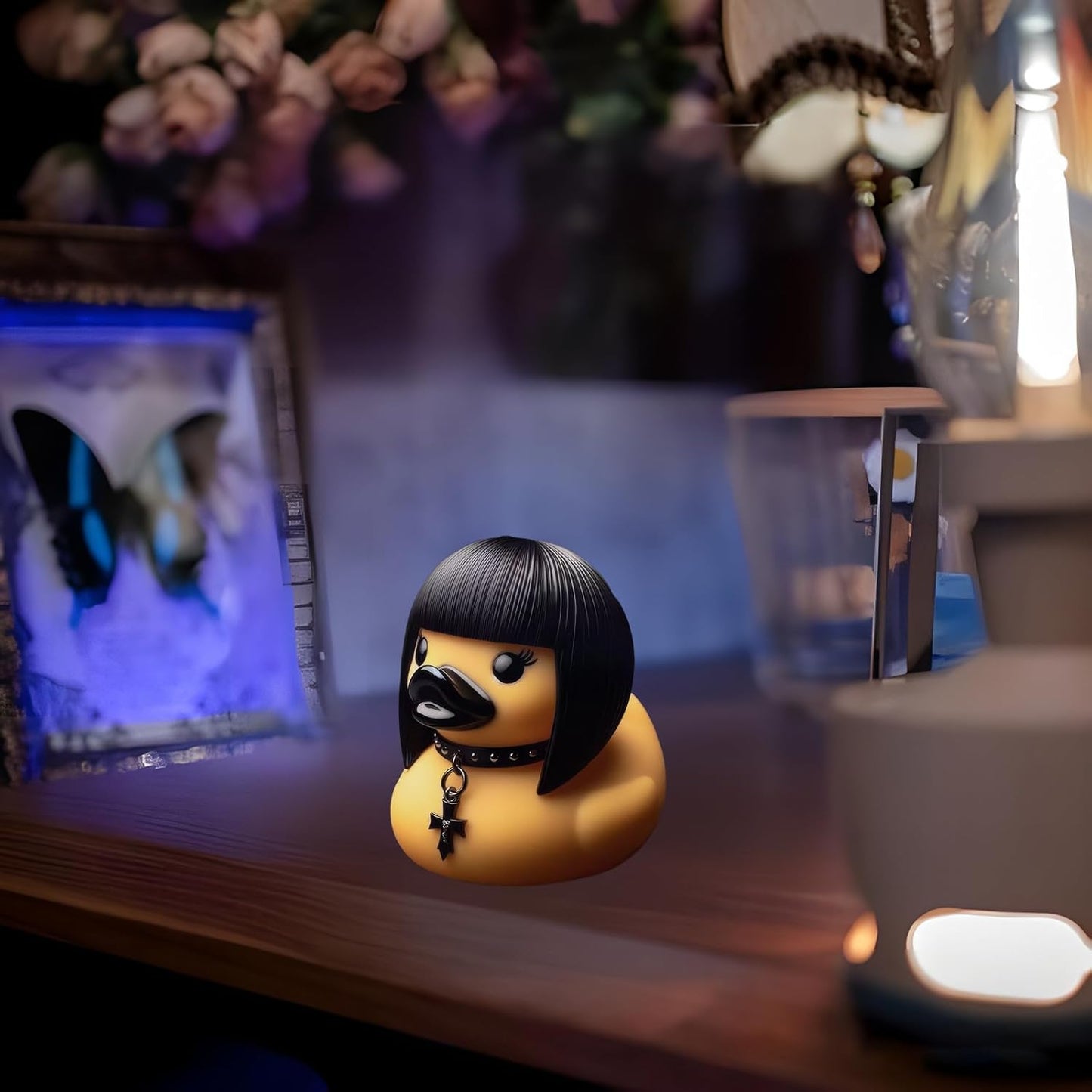 edenfuax Punk Duck Goth Resin Duck - Garage Kits,Unique Gothic Gifts & Collectibles,Vinyl Rubber Novelty Ornament Dark Satanic Duck Figurine for Desktop Home Halloween Decor (Gothic Girl)