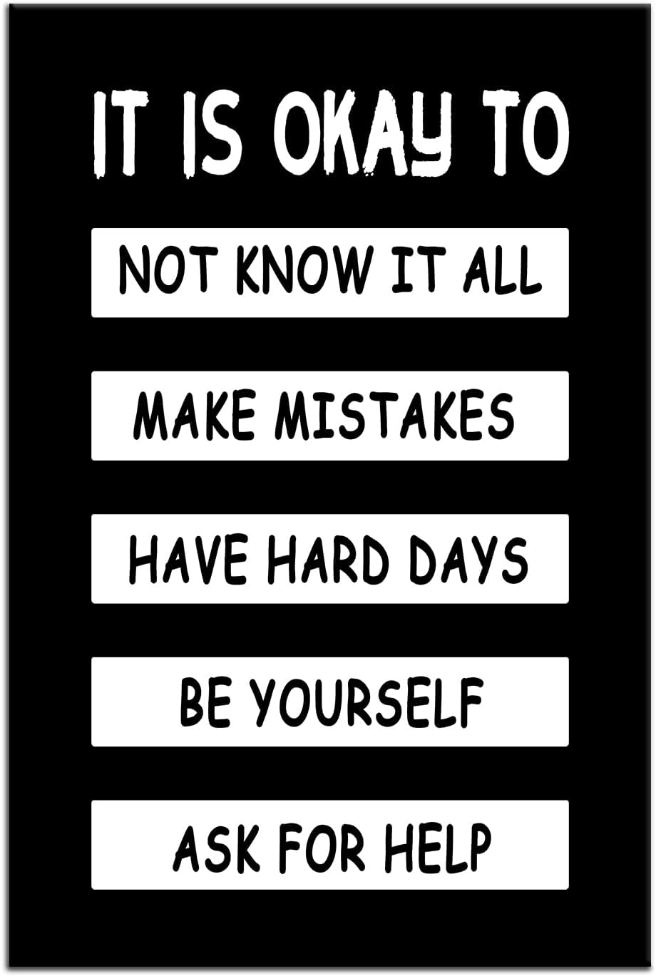 Inspirational Wall Art It Is Okay To Be Yourself Classroom Wall Decor Teacher Supplies Playroom Decor Motivational Quotes School Office Poster Print Artwork Ready to Hang [12''W X 18''H]