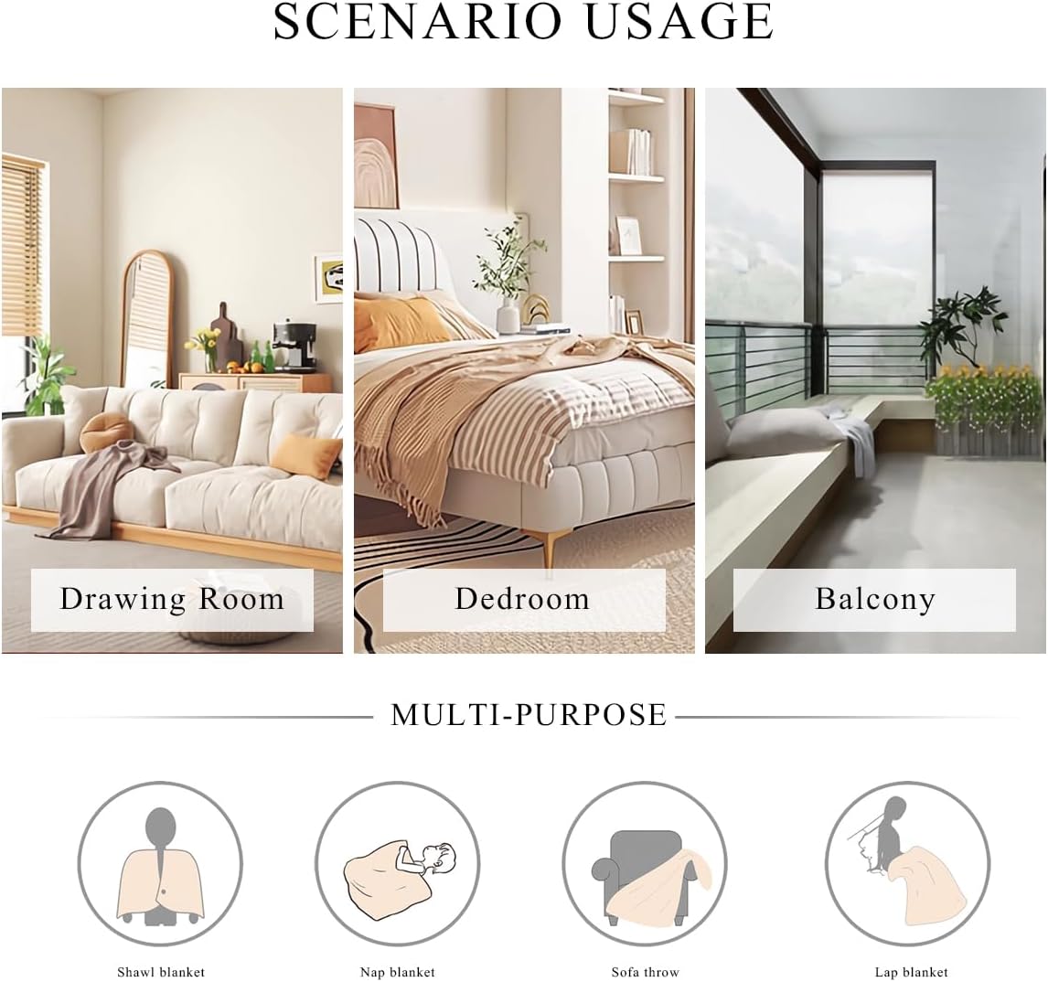 Faux Cashmere Throw Blanket Geometric Leaf Pattern Vintage Nordic Style Soft Warm Blanket for Office Car Leisure Travel Tapestry Decorative Throw for Sofa Couch Bed Settee 130 x 180 cm