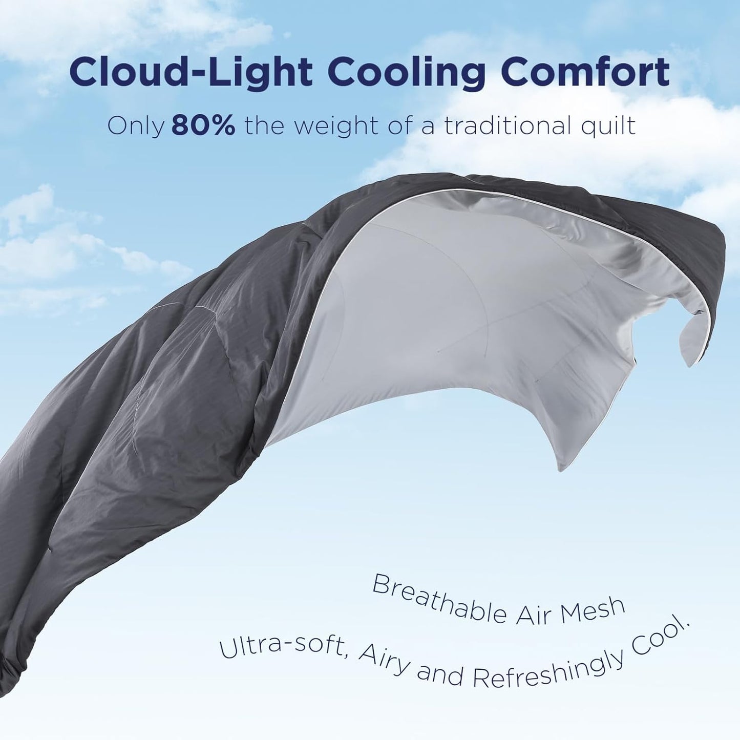 Elegear King Cooling Comforter for Hot Sleepers, Arc-Chill 3.0 Cool-to-Touch Fabric with Breathable Air Mesh Filling, Lightweight All-Season Temperature-Regulating Cooling Blanket Quilt, Grey