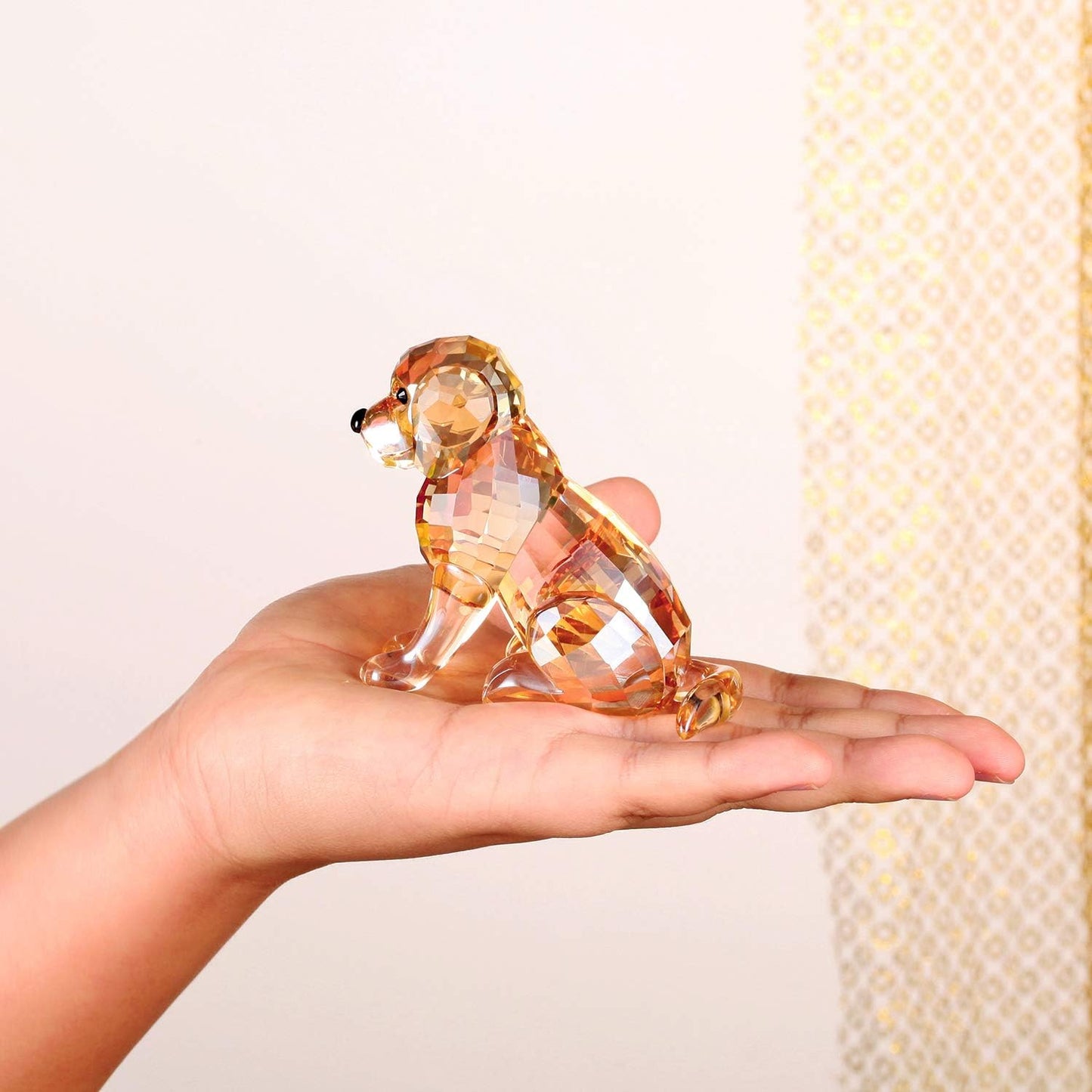 Crystal Labrador Dog Puppy Figurine Animals Lovely Craft Home Decor Ornaments Collectible Birthday Gifts (Pink)