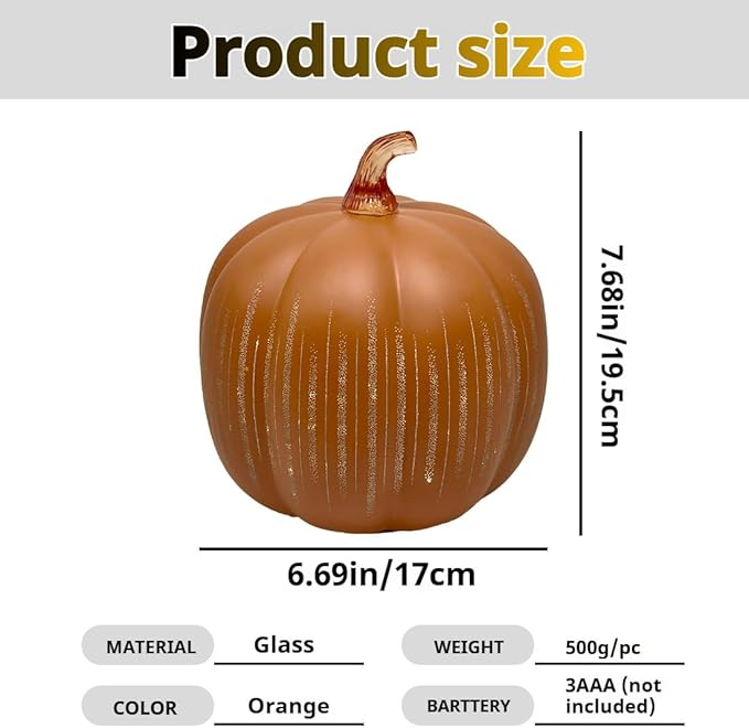 2025 Upgraded Twinkle Light Pumpkins, Starry Night Pumpkins, Illuminated Starry Night Glass Pumpkins, Timer Lighted Pumpkin Light Decorations for Bedroom Hallway (Flash, Medium)