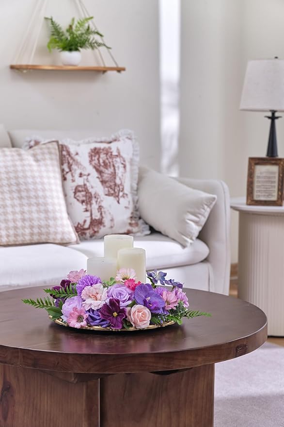 TINGE TIME Fake Flowers Artificial Flowers Peonies Bulbous Chrysanthemum Daisy Hydrangea Sunflower Violets Dahlia Daffodils Epiphyllum Orchid Cherry Blossom Camellia Leyaron (Purple)