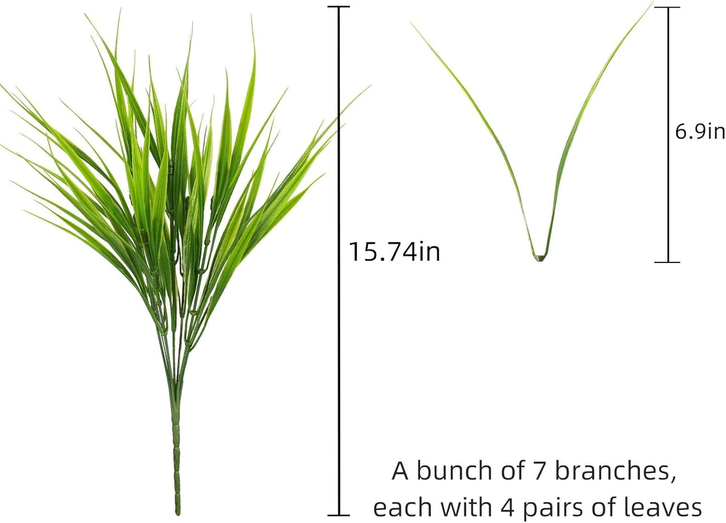 Faux Outdoor Plants 12 Bundles Artificial Boxwood Shrubs Grass Fake Greenery Green Plastic Leaf for Groud Planter Front Porch Patio Decor (12 Bundles Green Grass Plants)