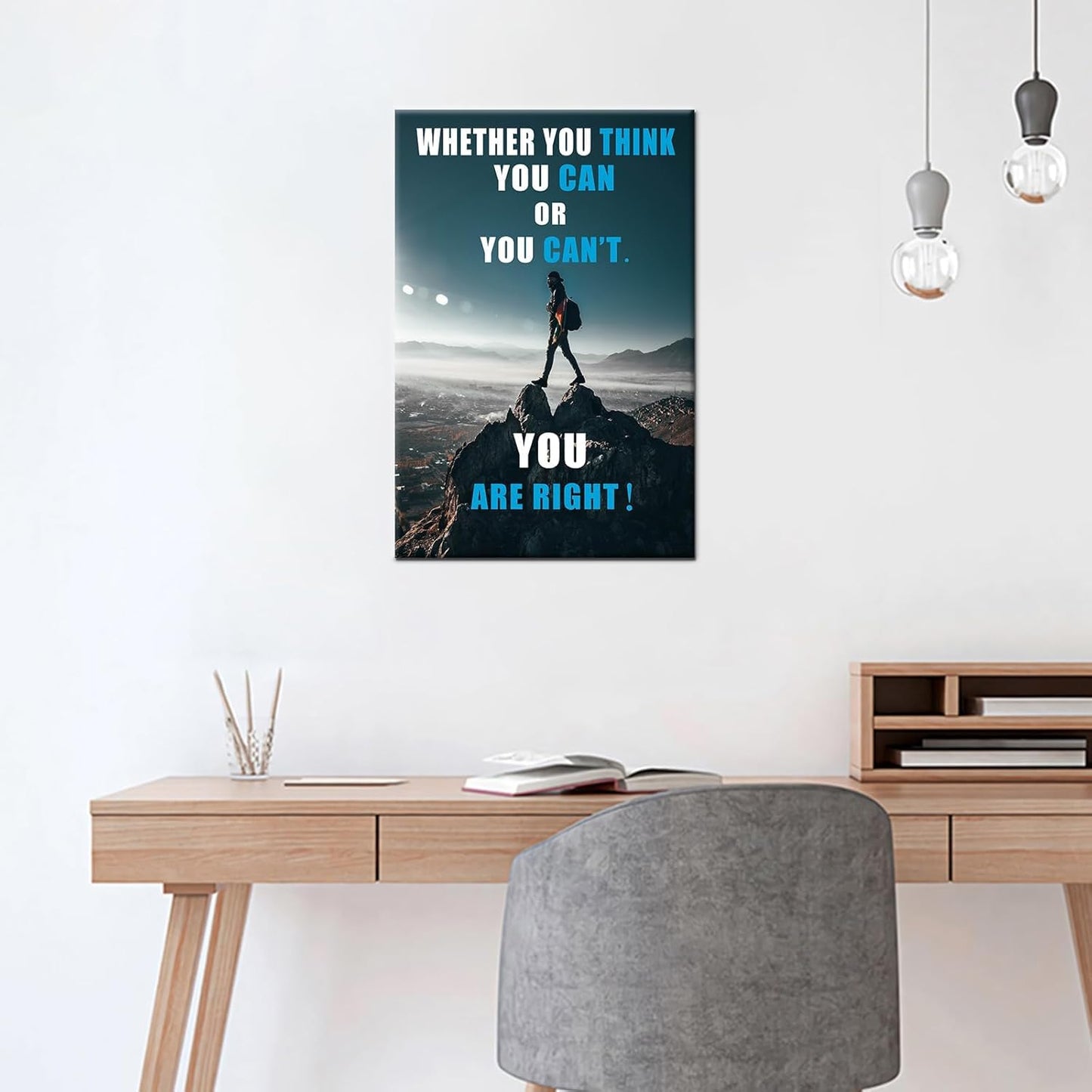 GoForArt Dream Big Motivational Canvas Wall Art, Inspirational Famous Quote Bedroom Living Room Decor, Positive Modern Landscape Mountain Office Dorm Room Poster Print (Inspirational-10, 24.00" x 36.00")