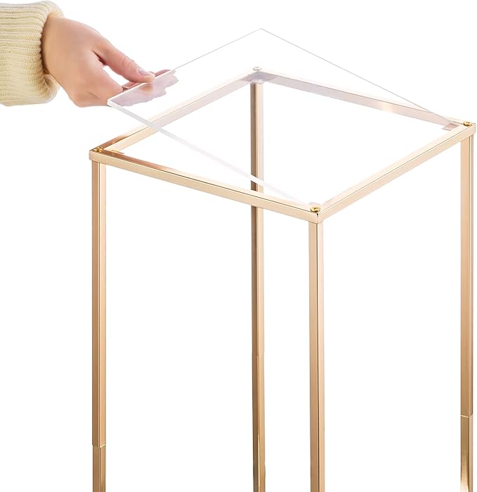 Sziqiqi Table Centerpiece Decorations for Weddings - Wedding Decoration for Ceremony Modern Rectangular Flowers Arrangements Display Rack for T-Stage Tables 31.5inch Gold