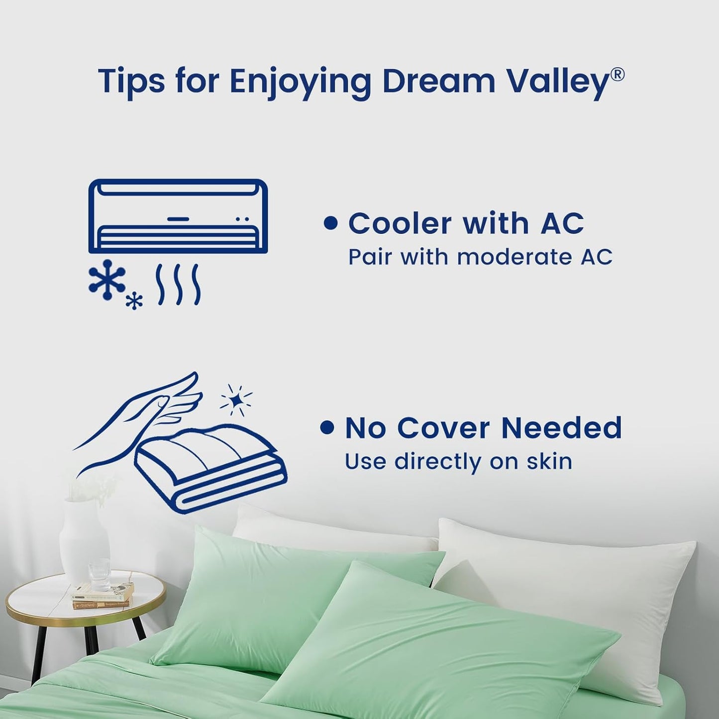 Dream Valley®Outlast®Deepsleep Cooling Comforter, King Size, NASA-Grade Space Technology Cooling Blanket for Hot Sleepers Night Sweats, Q-Max > 0.45 Aerocool™Breathable, Mint Macaron, 106"x90"