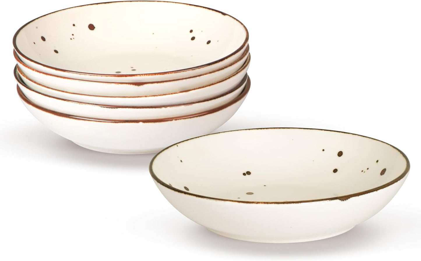 Esfour 8 Inch Porcelain Pasta Bowl, 23.6 Ounces Salad Bowls, Microwave & Dishwasher Safe, Sturdy & Stackable, Set of 6 Ceramic bowls Plates Set, Wide Shallow salad Bowls Set, Classic Assorted Colors