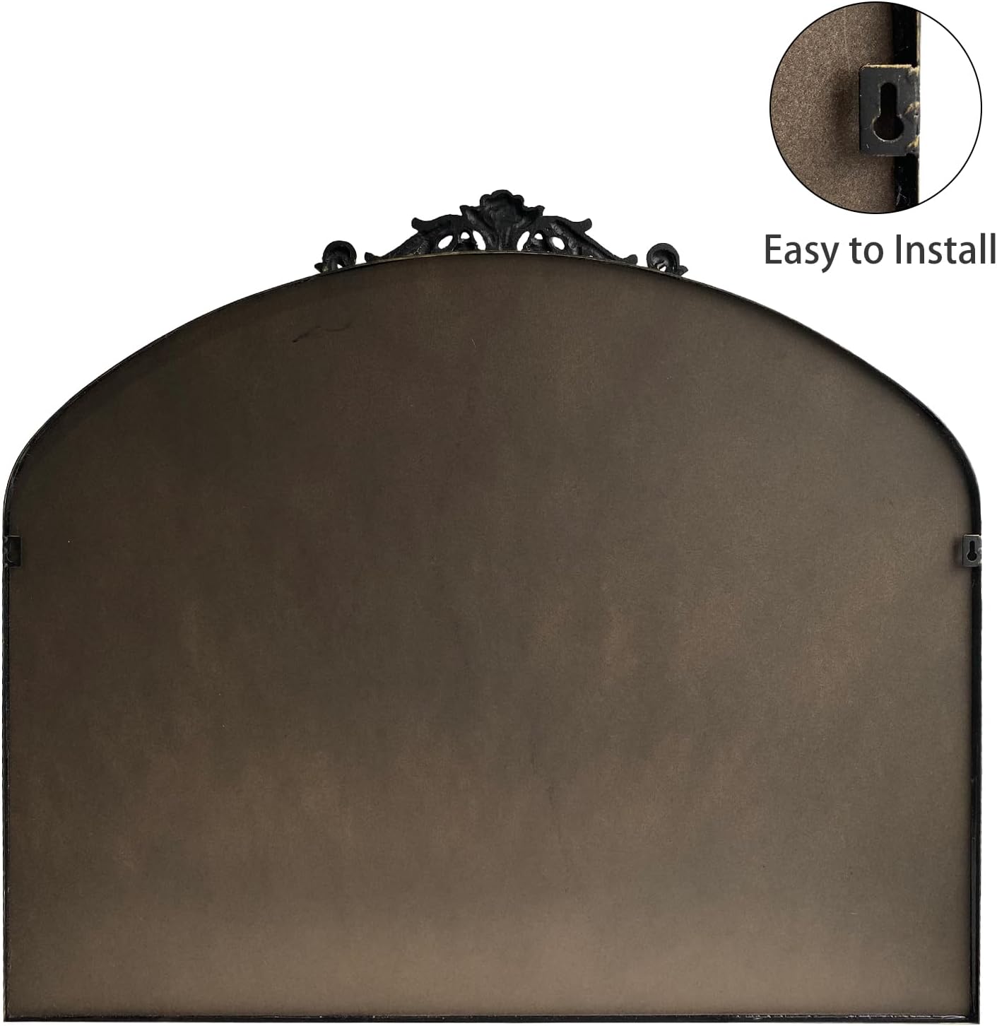 Black Arched Mirror for Wall,Baroque Fireplace Mirror Decor,Brass Wall Mirror,Ornate Mirrors for Entryway/Bathroom/Living Room/Hallway 36"X30" …