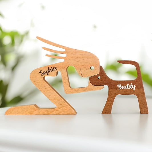 DOPTIKA Personalized Dog Statues Home Table Decor Wooden Pet Carvings, Statue Home Decorations, Wooden Sculpture Decor, Gifts for Dog Lovers Memory Gifts, House Warming Gift Ideas
