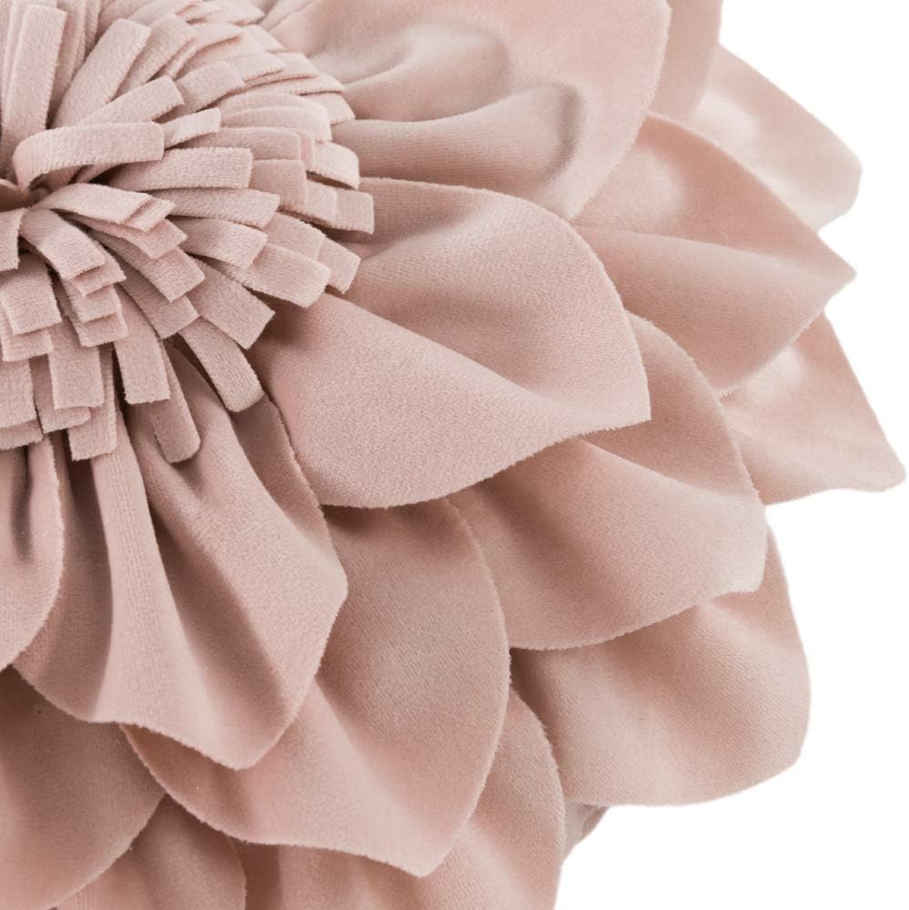 Decorative Throw Pillow 3D Flower Round Pillow Accent Handmade Cushion with Insert for Couch Bed Home Decor 12 Inch (12 inch, Rose Gold)