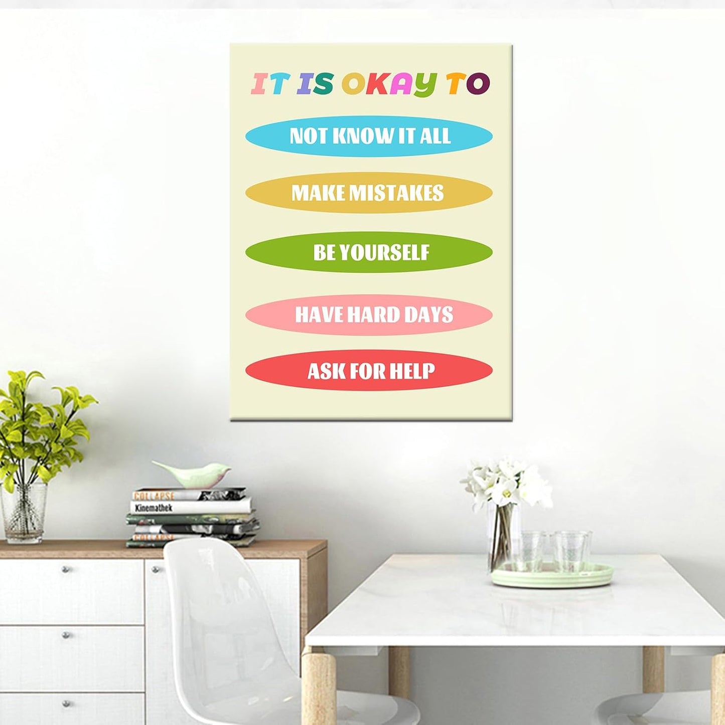 Inspirational Wall Art Positive Energy Motivational Entrepreneur Quote Canvas Wall Art Print Poster for Modern Home Office Bedroom Living Room Wall Decoration Framed Ready to Hang [18''Wx 24''H]