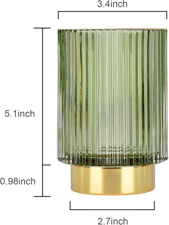 Glass Vase, Gold-Tone Metal Base, Flower Vase Decorative for Home Office Wedding Holiday Party Celebrate. Glass Plant Vase
