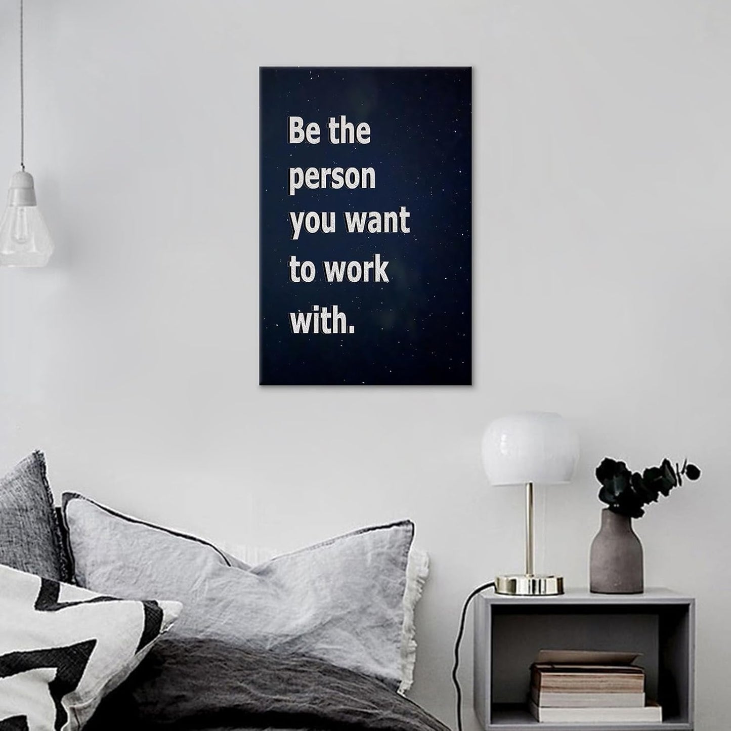 Inspirational Canvas Wall Art Home Decor Motivational Entrepreneur Quotes Poster Print Be the Person You Want to Work with Picture Painting Artwork for Bedroom Bathroom Ready to Hang [12''Wx18''H]