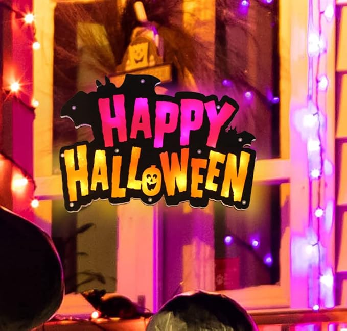 20LED Lighted Happy Halloween Window Silhouette Decoration, Halloween Decoration (Happy Halloween)