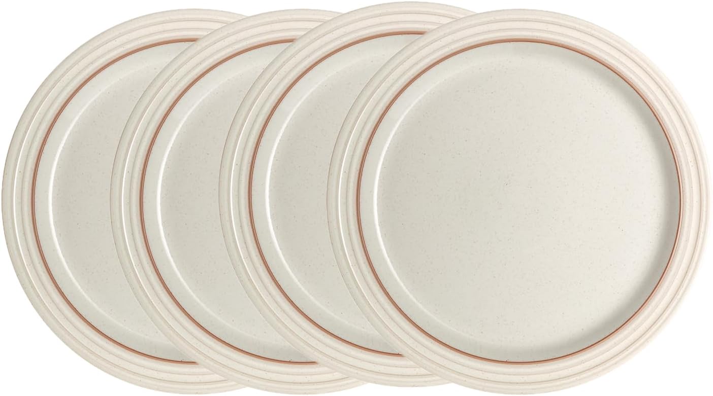 Denby - Heritage Atrium Medium Plates Set of 4-8.8in Natural Ceramic Stoneware Tableware - Dishwasher & Microwave Safe - Scratch & Chip Resistant Dinner, Lunch, Salad Plates For Everyday Use