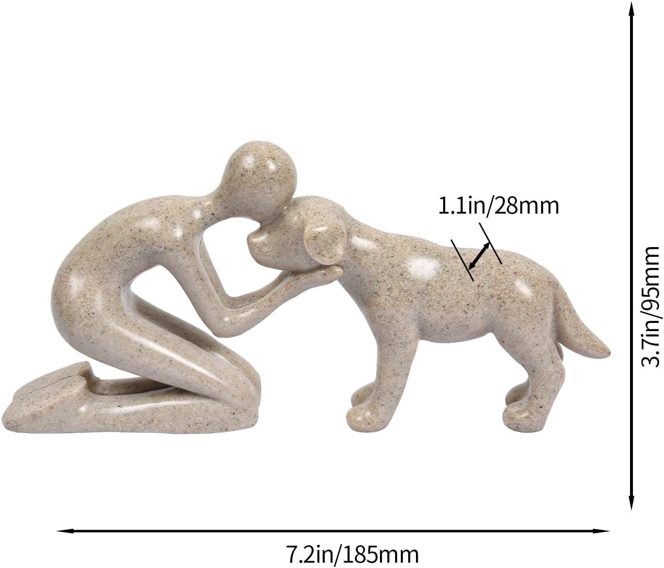 Dog Sculpture Decoration Cute Man and Dog Statue Home Decor for Office、Living Room、Bedroom、Shelf Home， Memory Gifts for Pet Lovers (Sandstone)