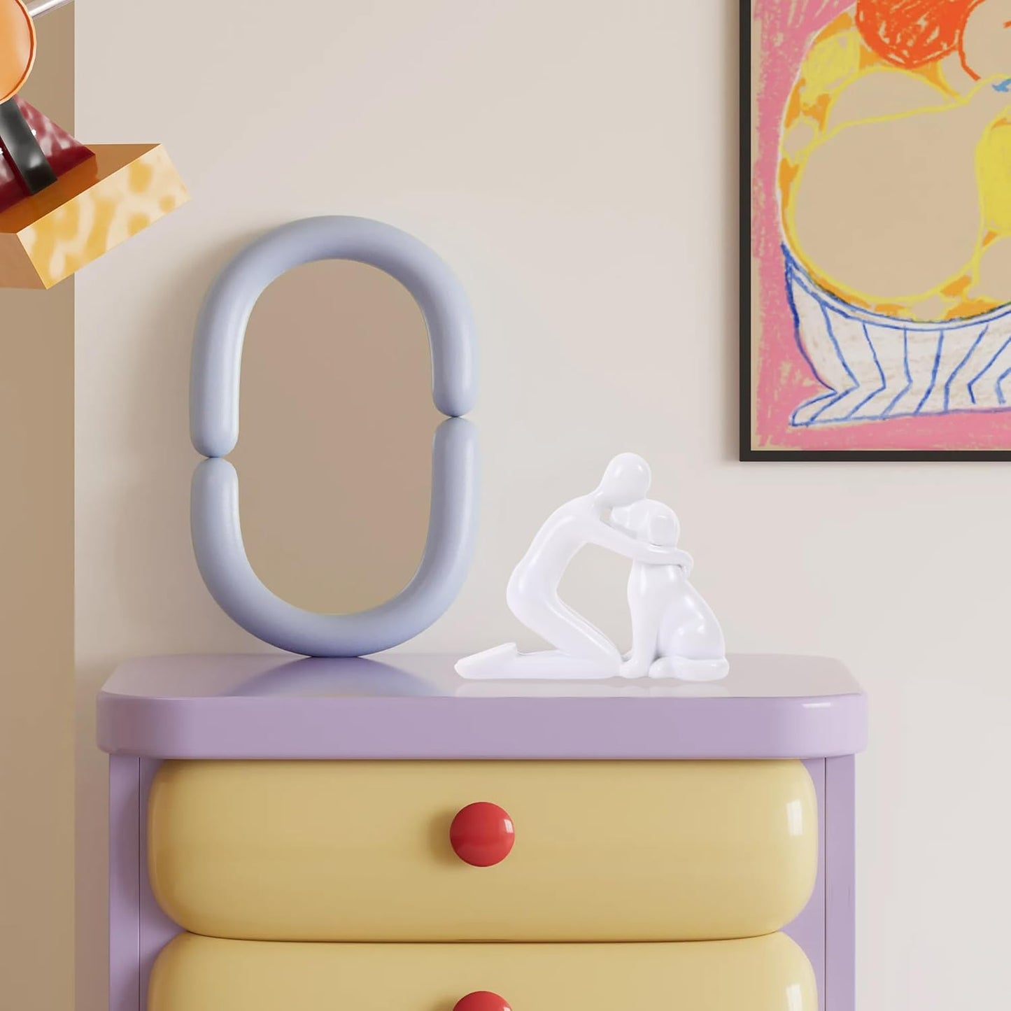 Dog Dad Gifts for Men, Cute Figurines Statue,Unique Mini Shelf Decor for The Home,Room,Bathroom,Office,Lovely Decorations for Dogs Lover (White)