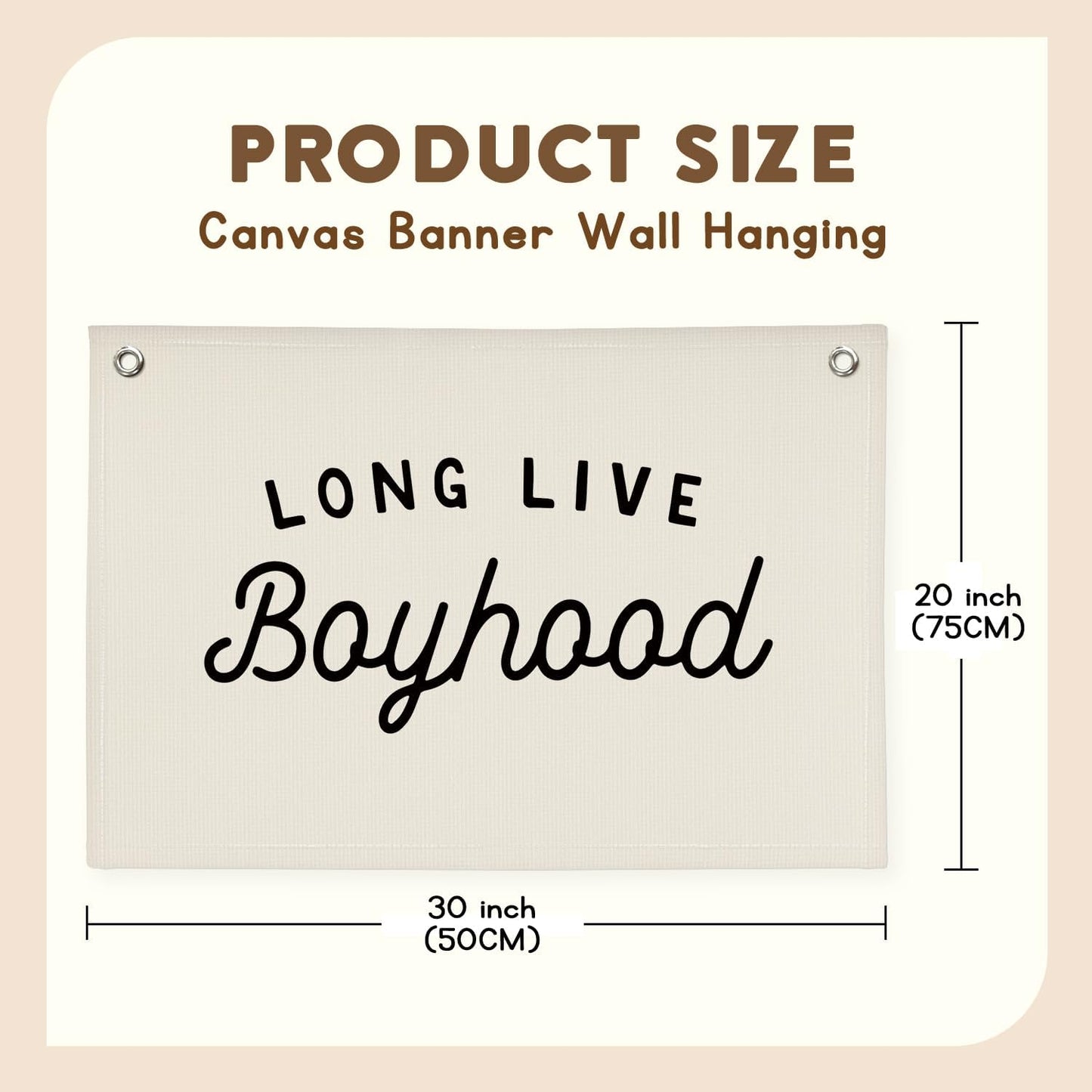 Long Live Boyhood Banner Boy Room Decor,Playroom Decor Nursery Wall Decor for Boys Bedroom Living Room, Baby Shower Gifts, kid's banners Wall Hanging Flag Linen Banner 30x20(off-white)