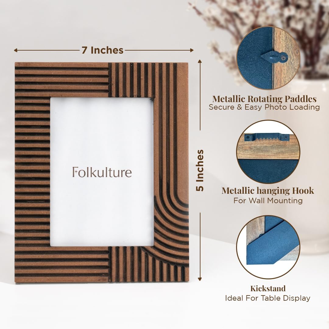 Folkulture Picture Frames | (5 x 7) Wooden Fall Picture Frame- Wall Decor | House Decor- Birthday Gift for mother | Large Picture Frames for Office Decor| Photo Frame Gifts for Women, Wedding.