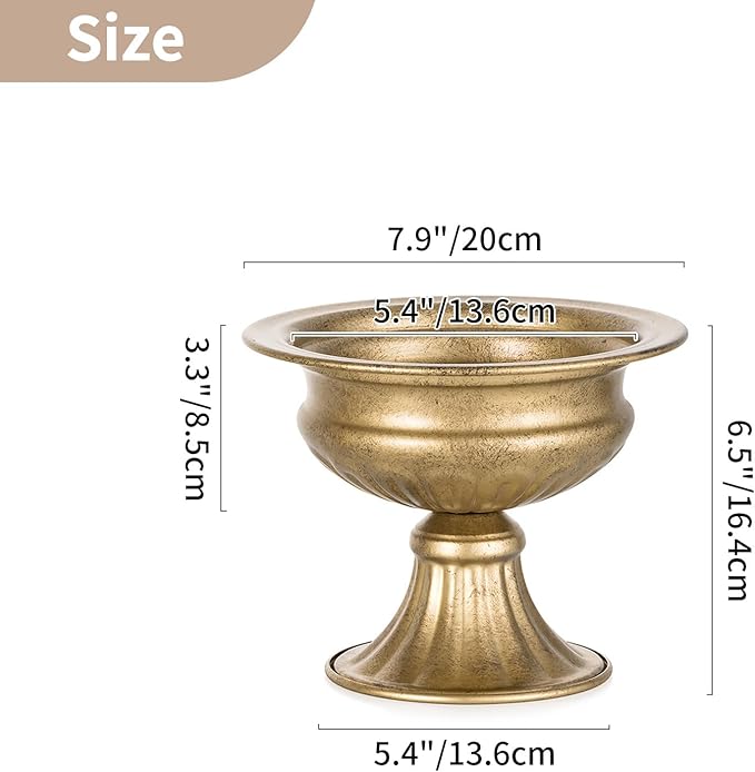 NUPTIO Distressed Gold Vases for Centerpieces: 10 Pcs Small Compote Vases for Flowers - Metal Pedestal Bowl Decor for Wedding Table Home