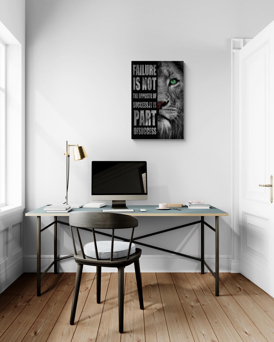 GoForArt Inspirational Canvas Wall Art, Motivational Animal Success Words Motto Office Bedroom Poster Print, Modern Lion Positive Dorm Room Wall Decor 18x24in