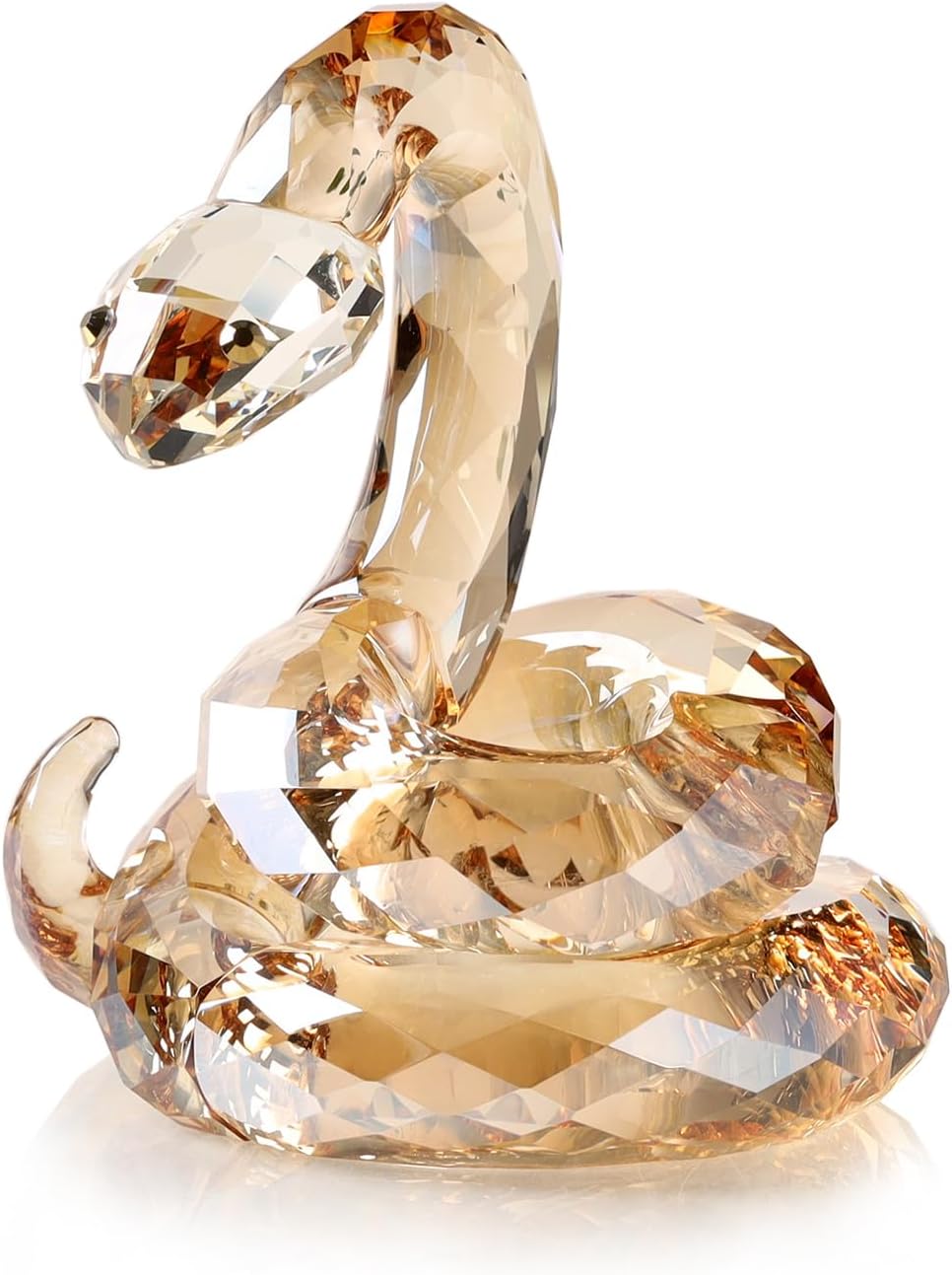 Crystal Coiled Snake Realistic Animal Holiday Collection Table top Ornament Home Decor Collectible Figurines Christmas New Year Gifts (Gold)