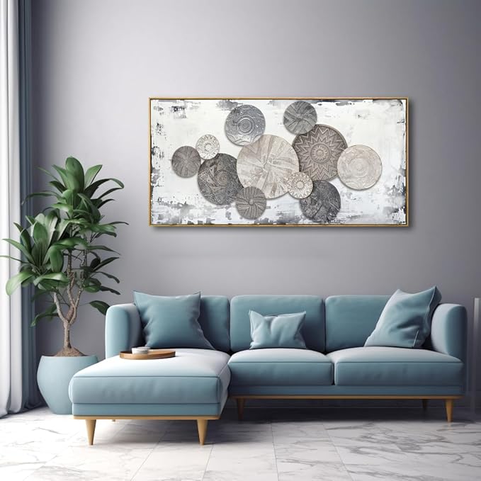 Wall Art Floral Rustic Wall Decor Brown and Grey Canvas Painting Abstract Wall Art for Bedroom Living Room Dining Room Home Office Decor 20"x40" with Framed