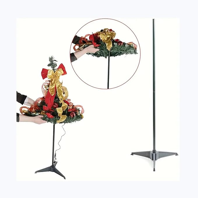 6 ft pre-lit Decorated Christmas Tree, 200 LED Warm Lights, pop-up Christmas Tree, Gold and red, PVC lit Christmas Tree