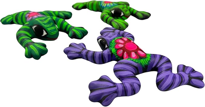 Generic Talavera Frog Guerrero Sculpture Mexican Pottery Folk Art Multicolor Home Decor Handmade Hand Painted Indoor Outdoor Garden 6"" (Multicolor 12)