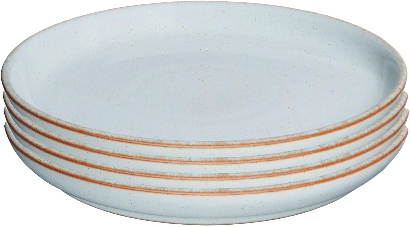 Denby - Heritage Pavillion Medium Plates Set of 4-8.25in Blue Scratch & Chip Resistant Dinner, Lunch, Salad Plates For Everyday Use - Ceramic Stoneware Tableware Dish - Dishwasher & Microwave Safe