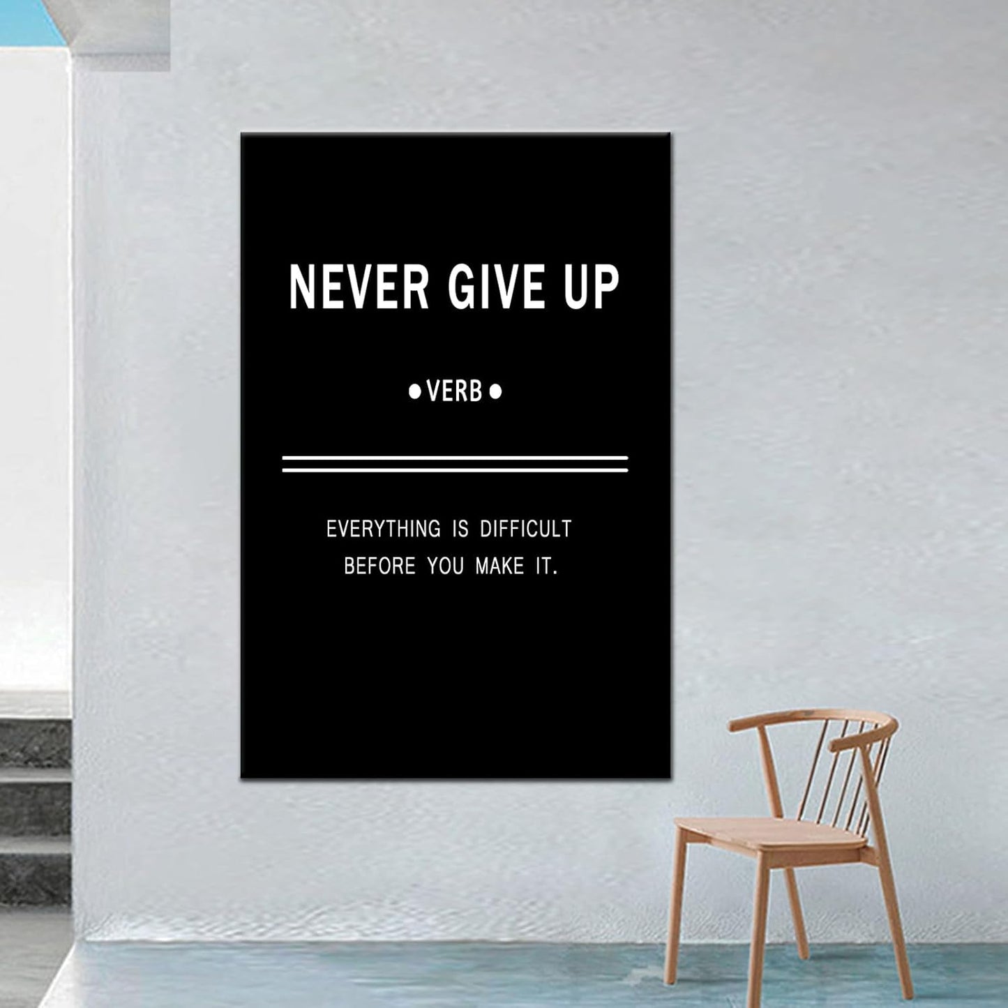 Inspirational Canvas Wall Art Motivational Never Give Up Painting Success Picture Poster Positive Motto Office Quotes Print Artwork for Living Room Workplace Stretched Ready to Hang [24''Wx36''H]